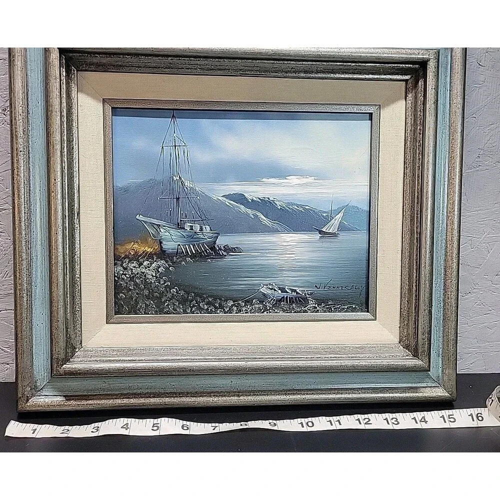 W. Vennekamp‎ Nautical Ships Boats Ocean Seascape Art Oil Painting on Canvas